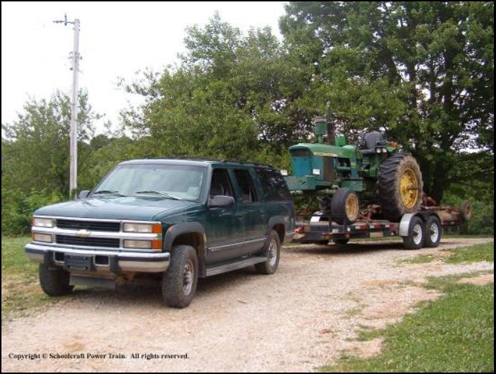 1995 Suburban K2500 6.5 TD Hauling John Deere 4020 and Bush Hog