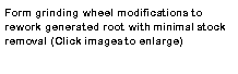 Text Box: Form grinding wheel modifications to rework generated root with minimal stock removal (Click images to enlarge)